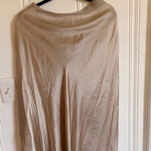 Quince Satin Midi Skirt in Light Taupe
